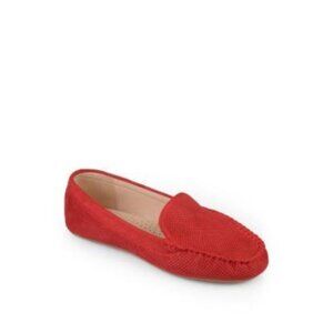 Journee Collection Women's Halsey Perforated Loafers - Red Size 10